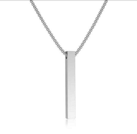 Vertical Bar Locket Set With Chain Couple Best Friend Ship Stick Necklace Pendant For Girls Women Men Ladies Couples Unisex