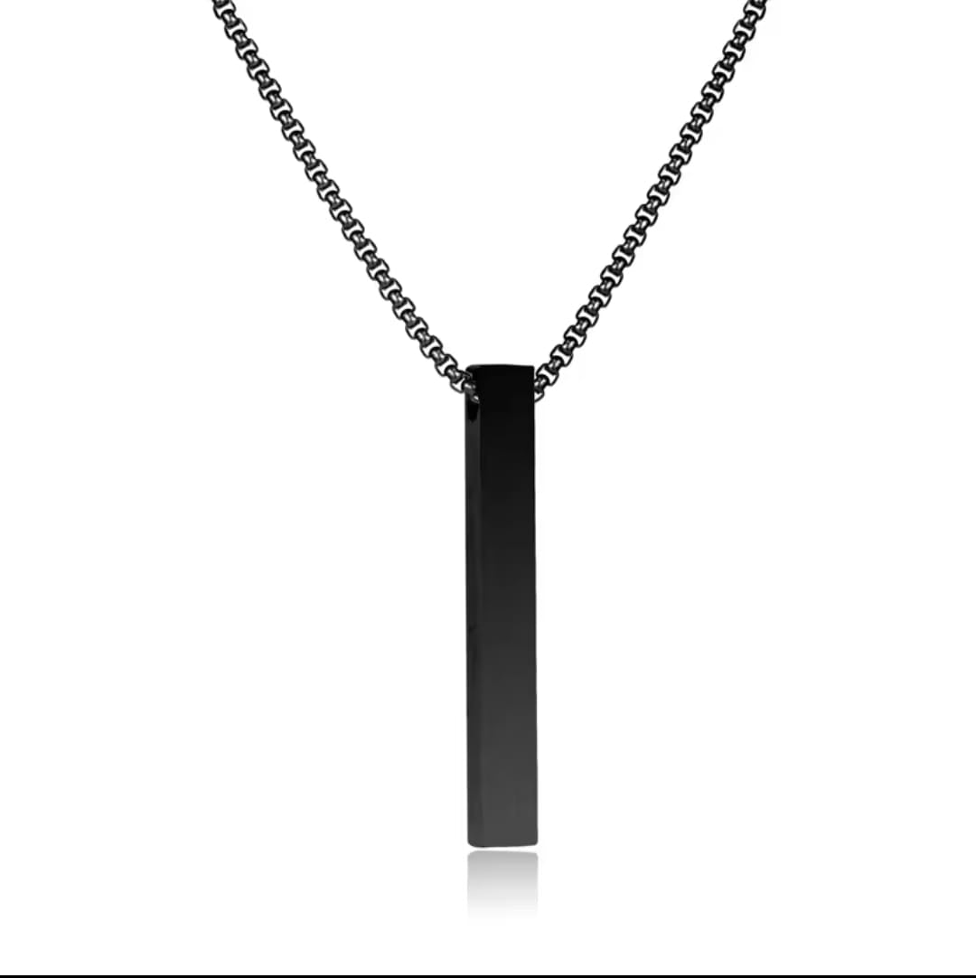 Vertical Bar Locket Set With Chain Couple Best Friend Ship Stick Necklace Pendant For Girls Women Men Ladies Couples Unisex