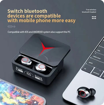 M90 pro bass boosted true wireless earbuds with bluetooth v5.3