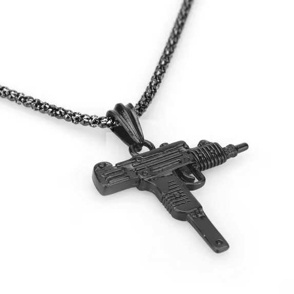 PUBG Game UZI Kolye GUN Shape Pendant Necklace Men Hip Hop Jewelry 3 Color Army Style Metal Chain Men Necklaces Gothic