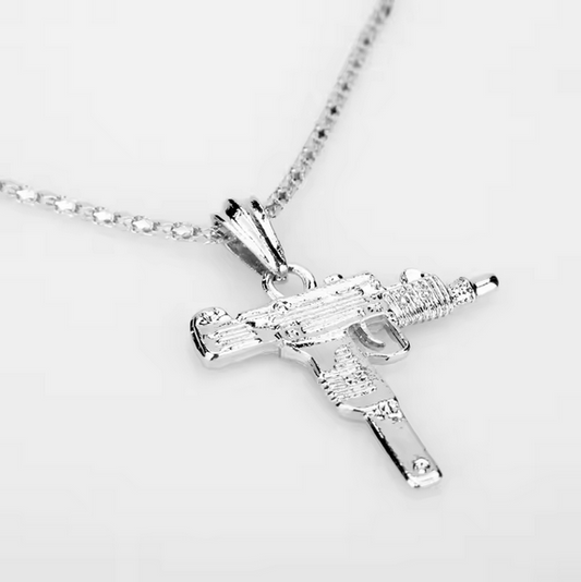 PUBG Game UZI Kolye GUN Shape Pendant Necklace Men Hip Hop Jewelry 3 Color Army Style Metal Chain Men Necklaces Gothic