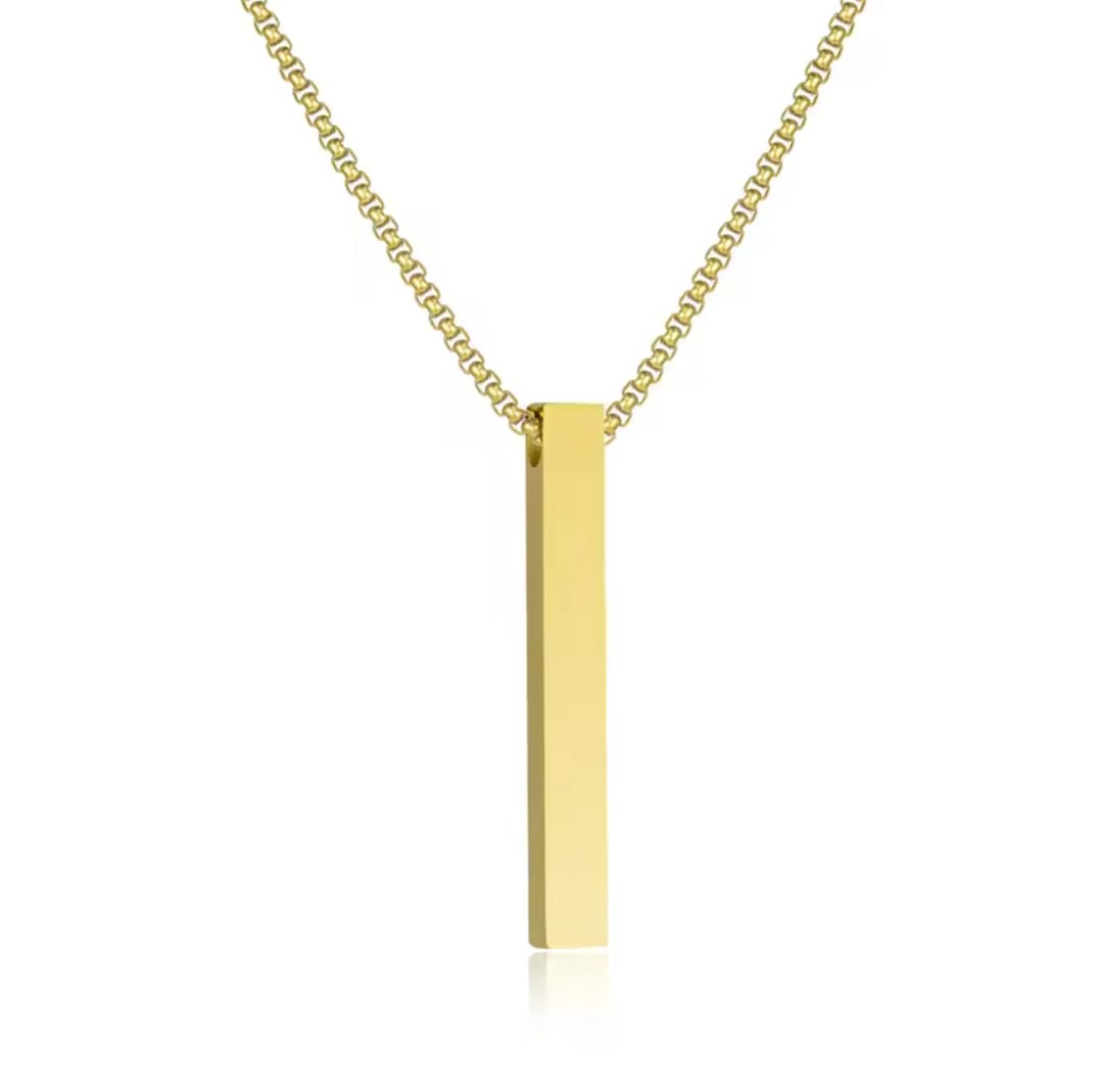 Vertical Bar Locket Set With Chain Couple Best Friend Ship Stick Necklace Pendant For Girls Women Men Ladies Couples Unisex